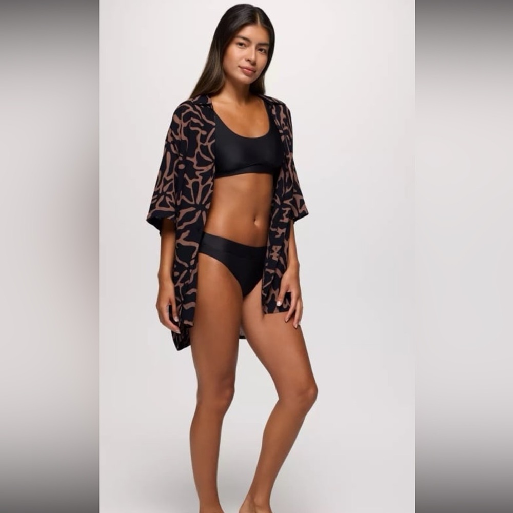 Brand New With Tags Prana Black Summer Wave Bikini Swim Bottoms
